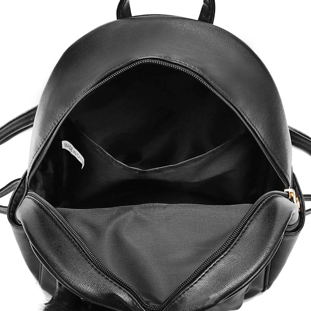 IHAYNER Mini Backpack Purse for Girls Teens Women Purses PU Leather Pom Backpack Shoulder Bag with Charm Tassel