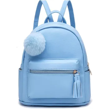 IHAYNER Mini Backpack Purse for Girls Teens Women Purses PU Leather Pom Backpack Shoulder Bag with Charm Tassel