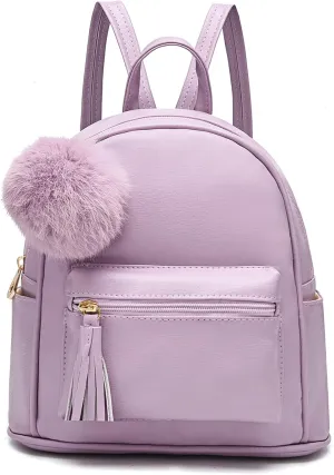 IHAYNER Mini Backpack Purse for Girls Teens Women Purses PU Leather Pom Backpack Shoulder Bag with Charm Tassel
