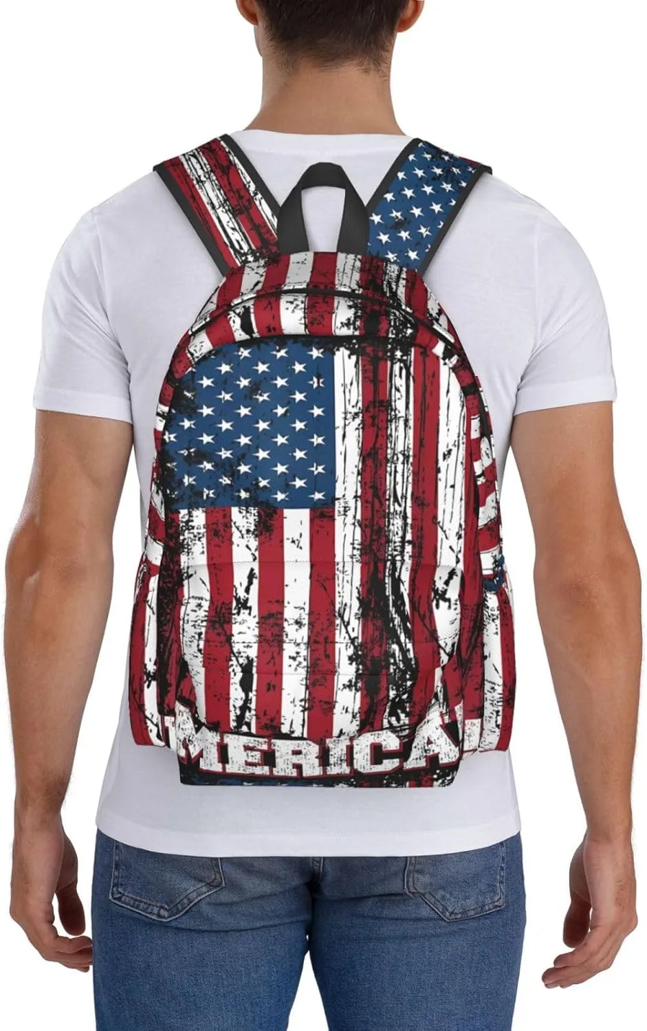 Independence Day American Flag Patriotic Backpack Large Capacity Backpack Lightweight Double Shoulder Bag For Women Men Travel