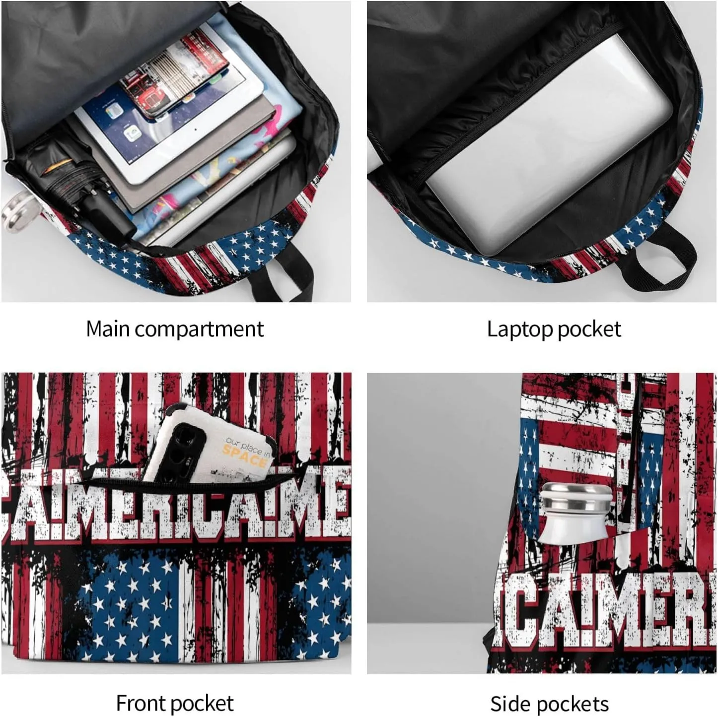 Independence Day American Flag Patriotic Backpack Large Capacity Backpack Lightweight Double Shoulder Bag For Women Men Travel