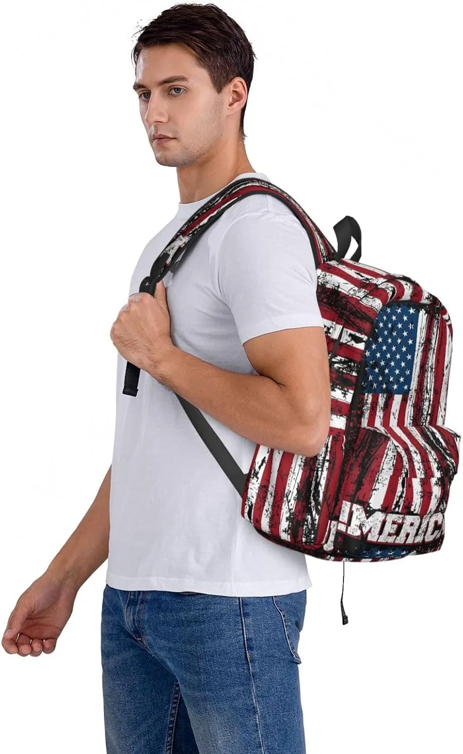 Independence Day American Flag Patriotic Backpack Large Capacity Backpack Lightweight Double Shoulder Bag For Women Men Travel