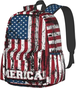 Independence Day American Flag Patriotic Backpack Large Capacity Backpack Lightweight Double Shoulder Bag For Women Men Travel