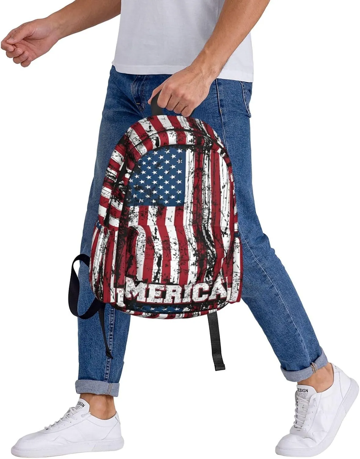Independence Day American Flag Patriotic Backpack Large Capacity Backpack Lightweight Double Shoulder Bag For Women Men Travel