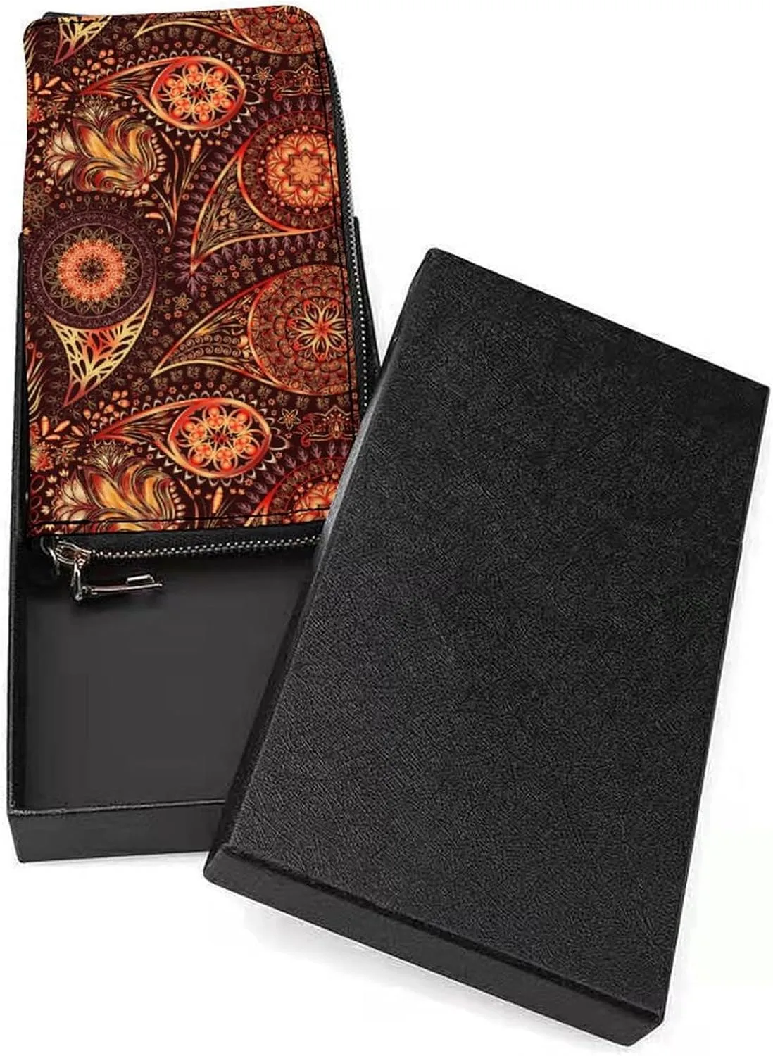 Indian Paisley Women's Leather Long Large Capacity Wallet Clutch Wallet with Hand Strap, 20x10.5cm, style-22