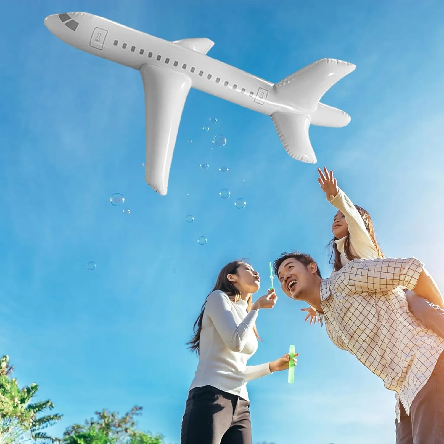 Inflatable Airplane for Kids Inflatable Plane Airplane Birthday Decorations Cartoon Planes 39.4inch/78.7inch Cute Cartoon Inflatable Aircraft Foldable White Indoor Outdoor Swimming Toy