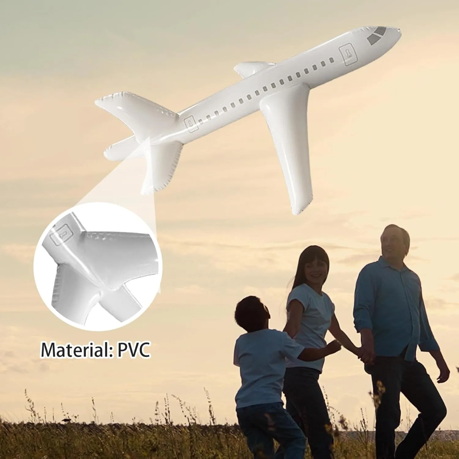 Inflatable Airplane for Kids Inflatable Plane Airplane Birthday Decorations Cartoon Planes 39.4inch/78.7inch Cute Cartoon Inflatable Aircraft Foldable White Indoor Outdoor Swimming Toy