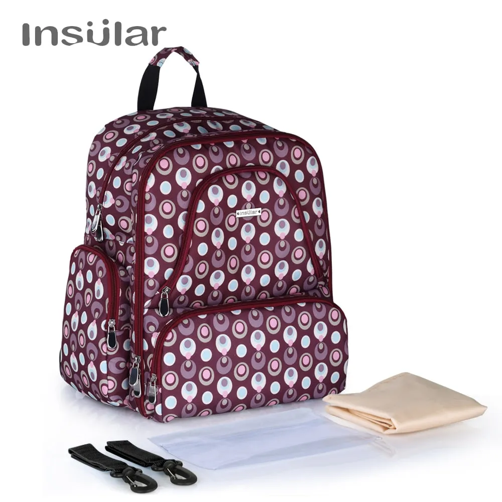 Insular Multifuntion Baby Diaper Stroller Backpack Maternity Mummy Bag Baby Waterproof Nappy Changing Bag Backpack For Baby Care