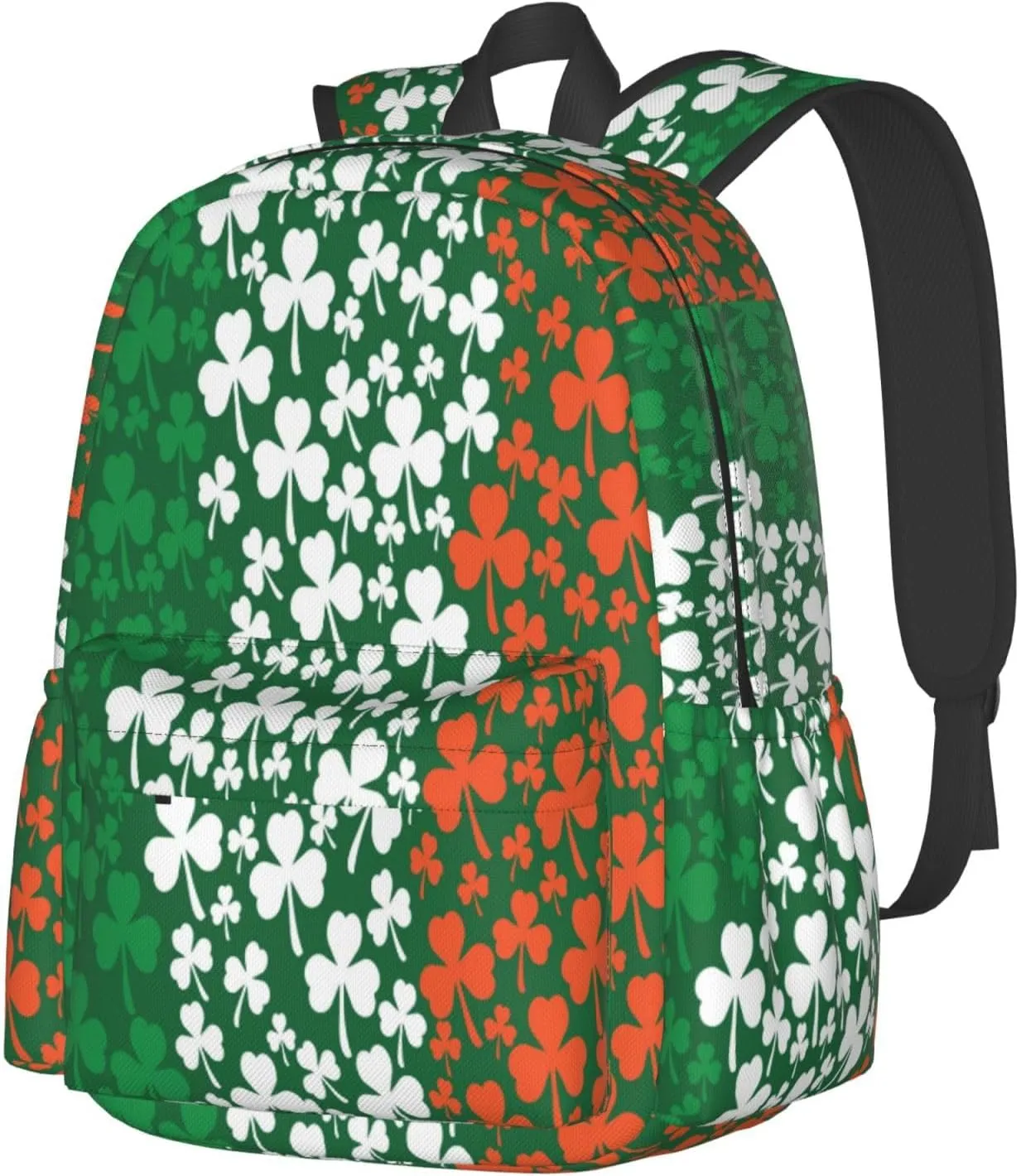 Irish Flag Shamrock Large Capacity Backpack Casual Double Shoulder Bag Laptop Backpack Travel Daypack For Women Men