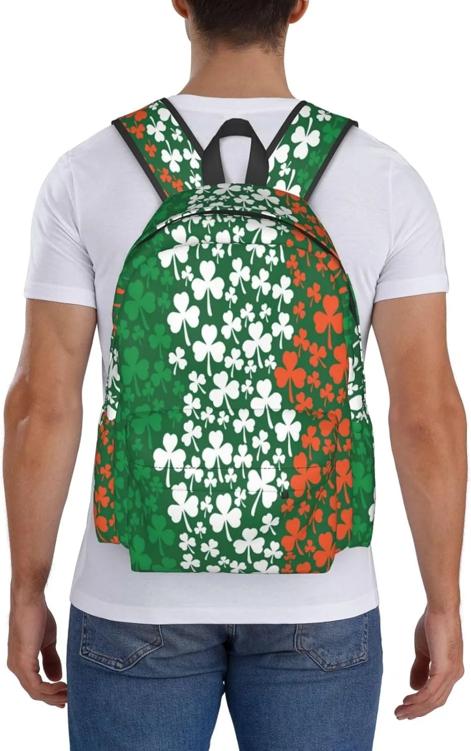Irish Flag Shamrock Large Capacity Backpack Casual Double Shoulder Bag Laptop Backpack Travel Daypack For Women Men