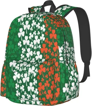 Irish Flag Shamrock Large Capacity Backpack Casual Double Shoulder Bag Laptop Backpack Travel Daypack For Women Men