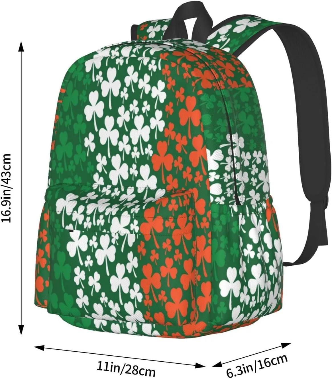 Irish Flag Shamrock Large Capacity Backpack Casual Double Shoulder Bag Laptop Backpack Travel Daypack For Women Men