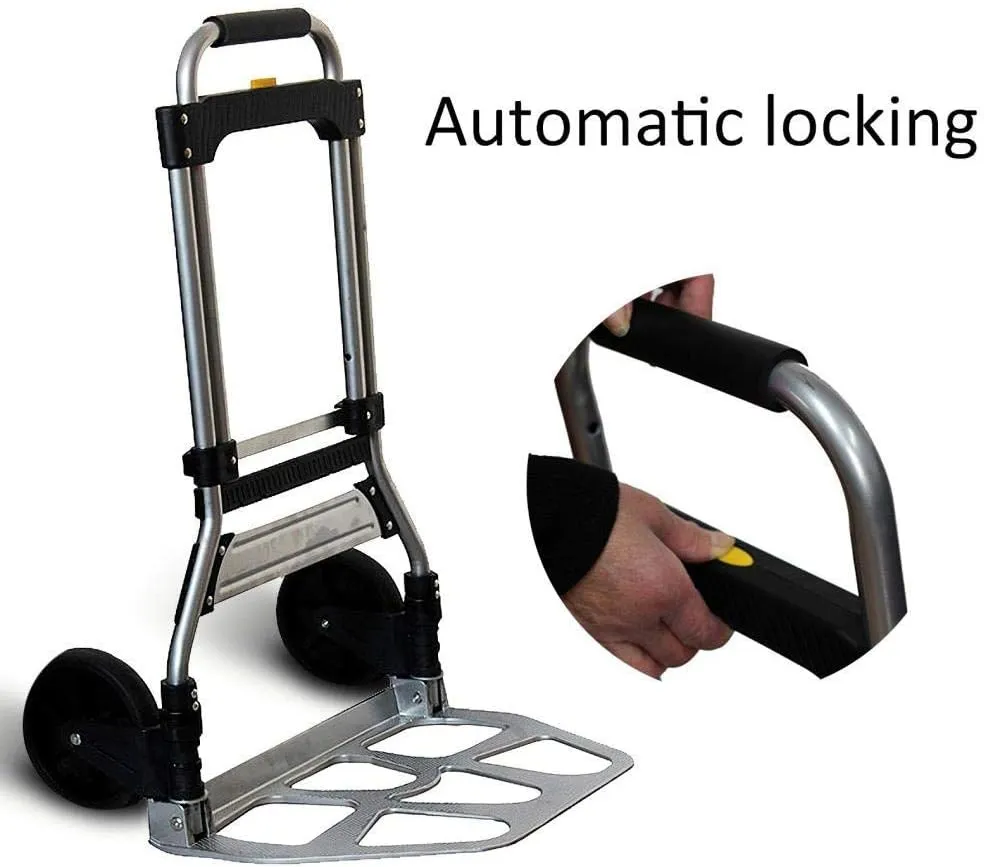 Iron Foldable Collapsable Trolley with Anti Puncture Rubber Wheels and 150 kg Capacity Cool Bag Trolley on Wheels for Luggage, Personal, Travel, Auto, Moving and Office Use (Style #6) (Style #2)