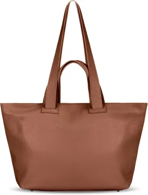 Italian Genuine Calf Leather Tote Satchel Bag for Women with Zipper & Double Straps | Wide Large Work Laptop Shoulder Handbag
