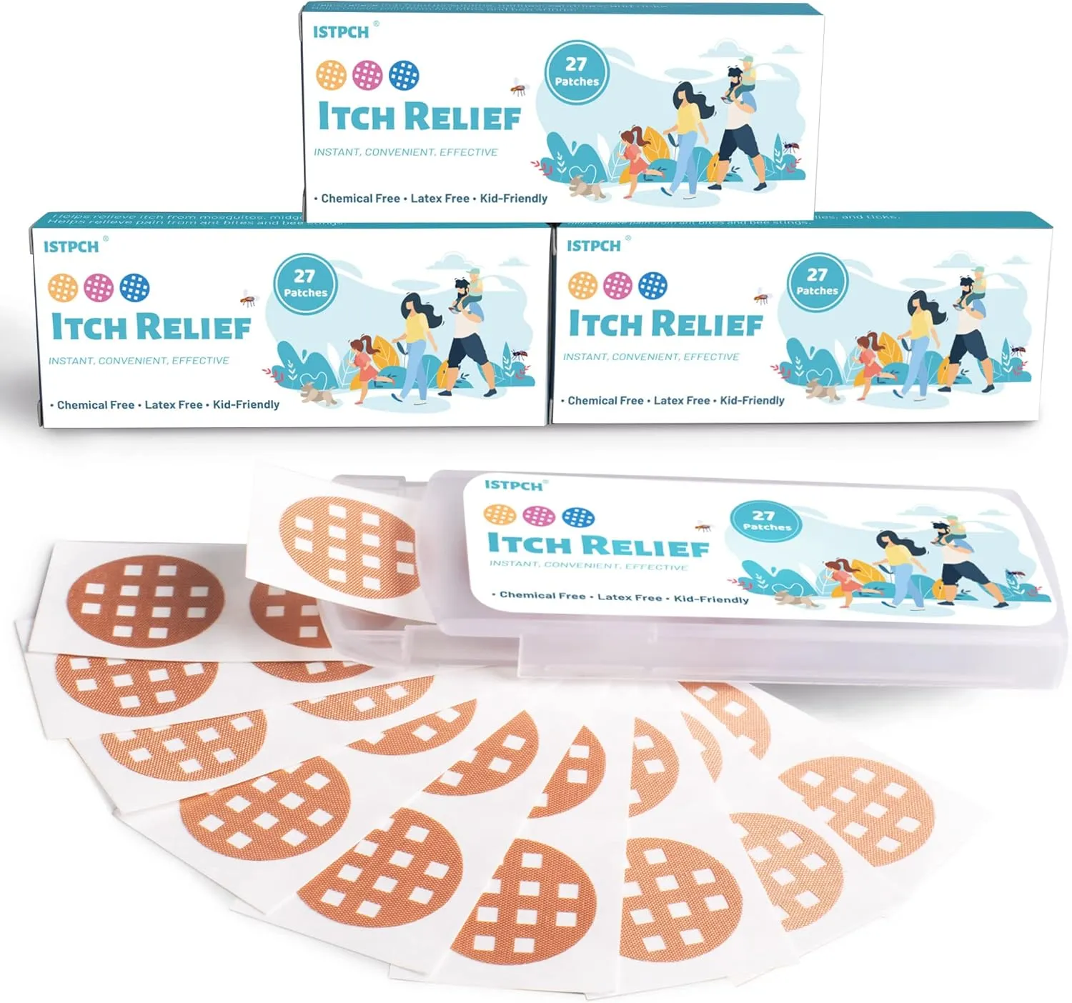 Itch Relief Patches 81 Patches, Natural Bite Relief Stickers, Instant Effect, Reduces Itch & Swell, Kid Friendly