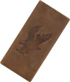 Itslife Men's RFID Vintage Look Genuine Leather Long Bifold Wallet Checkbook Wallets for Men