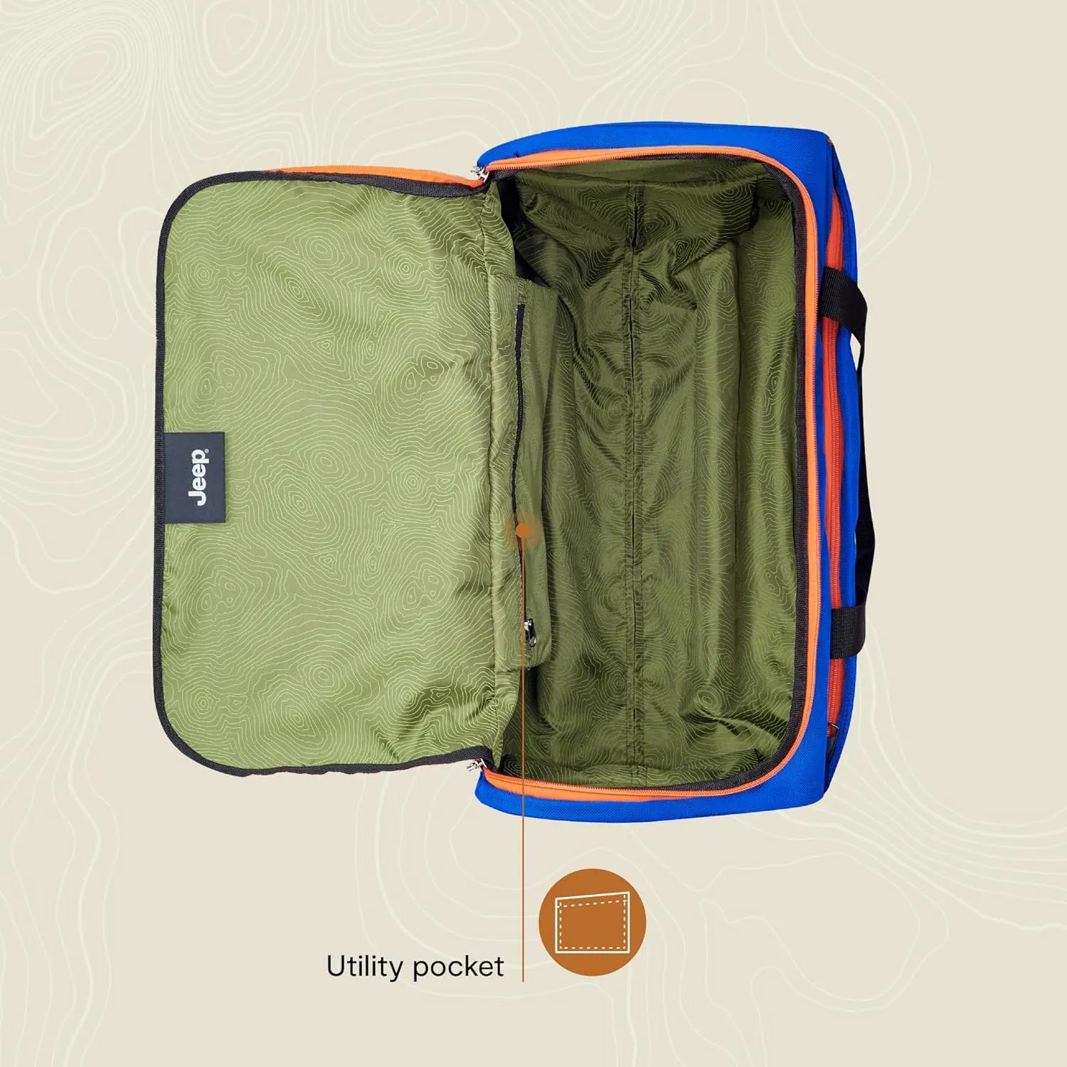 Jeep JS009D Two Wheel Rolling Travel Duffle Bag, Blue, 20 Inch