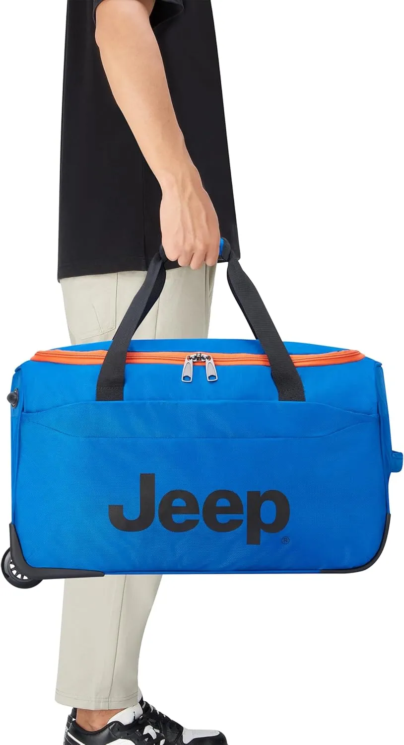 Jeep JS009D Two Wheel Rolling Travel Duffle Bag, Blue, 20 Inch