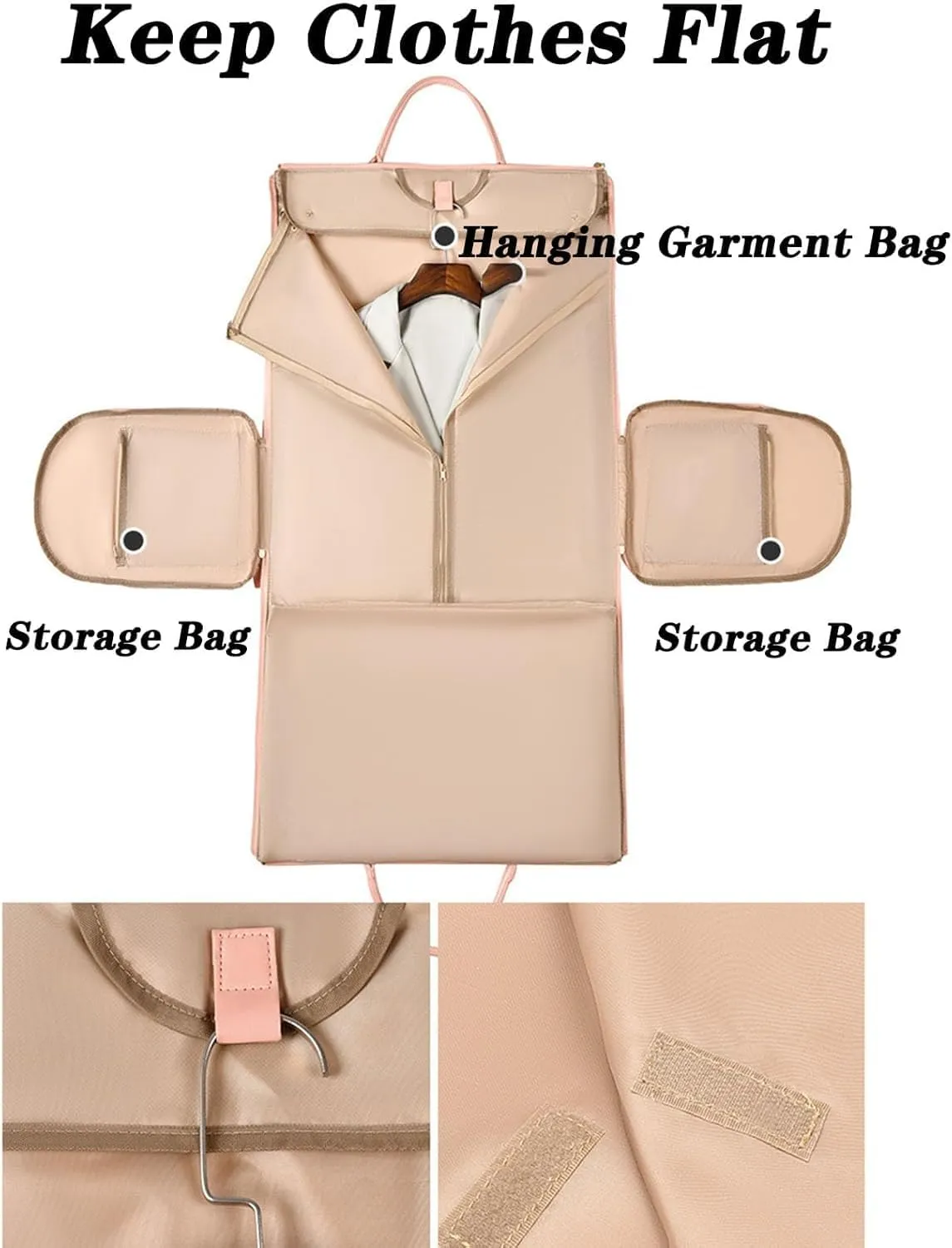 Jenni Travel Bag, Jenni Bag Travel Bag with Wheels, PU Leather 2 in 1 Hanging Suitcase Travel Bags, Waterproof Convertible Travel Garment Bag with Shoe Pouch (White(without pull rod))