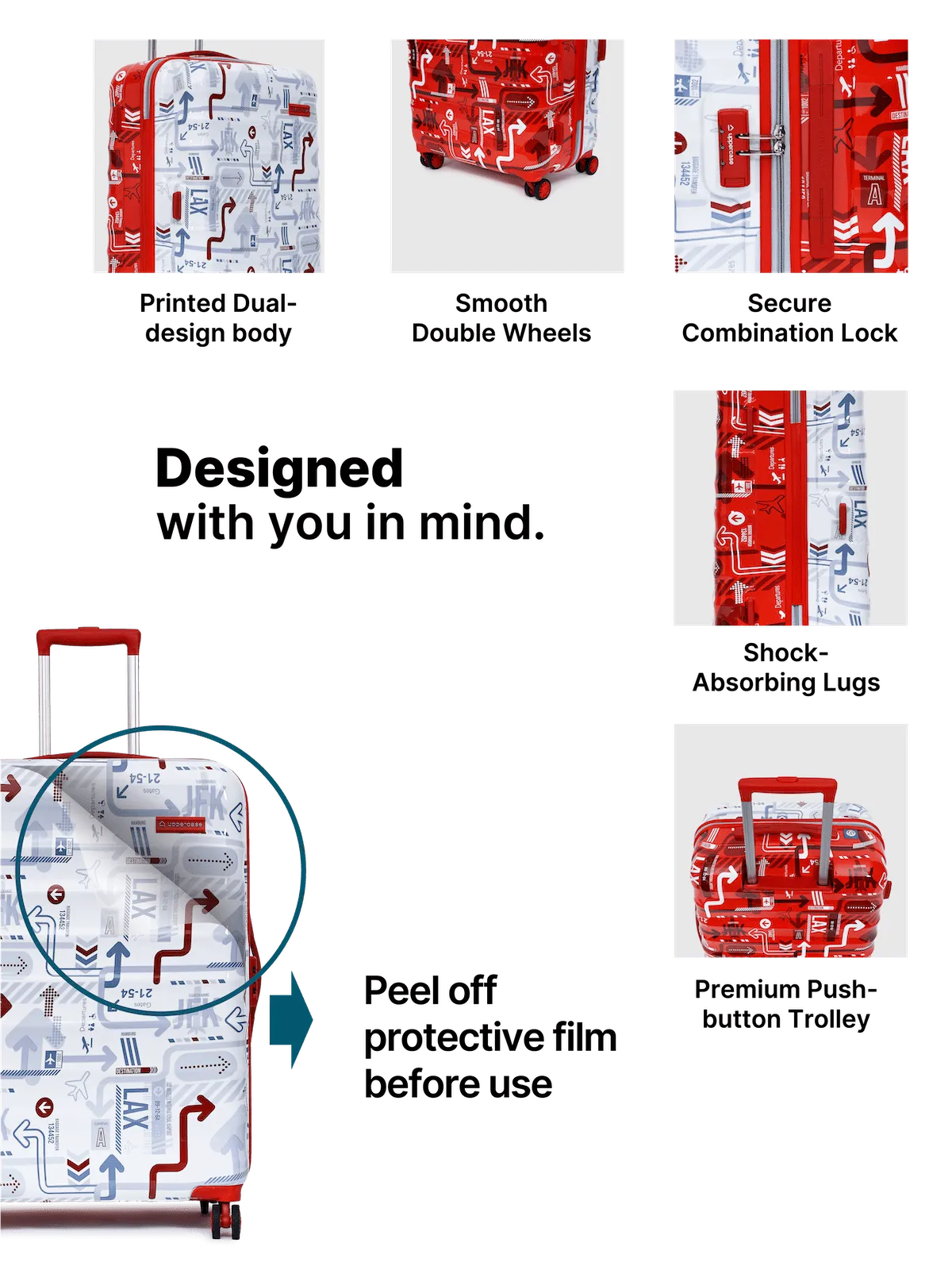JFK Duo White and Red Set of 3 (S M L) Trolley
