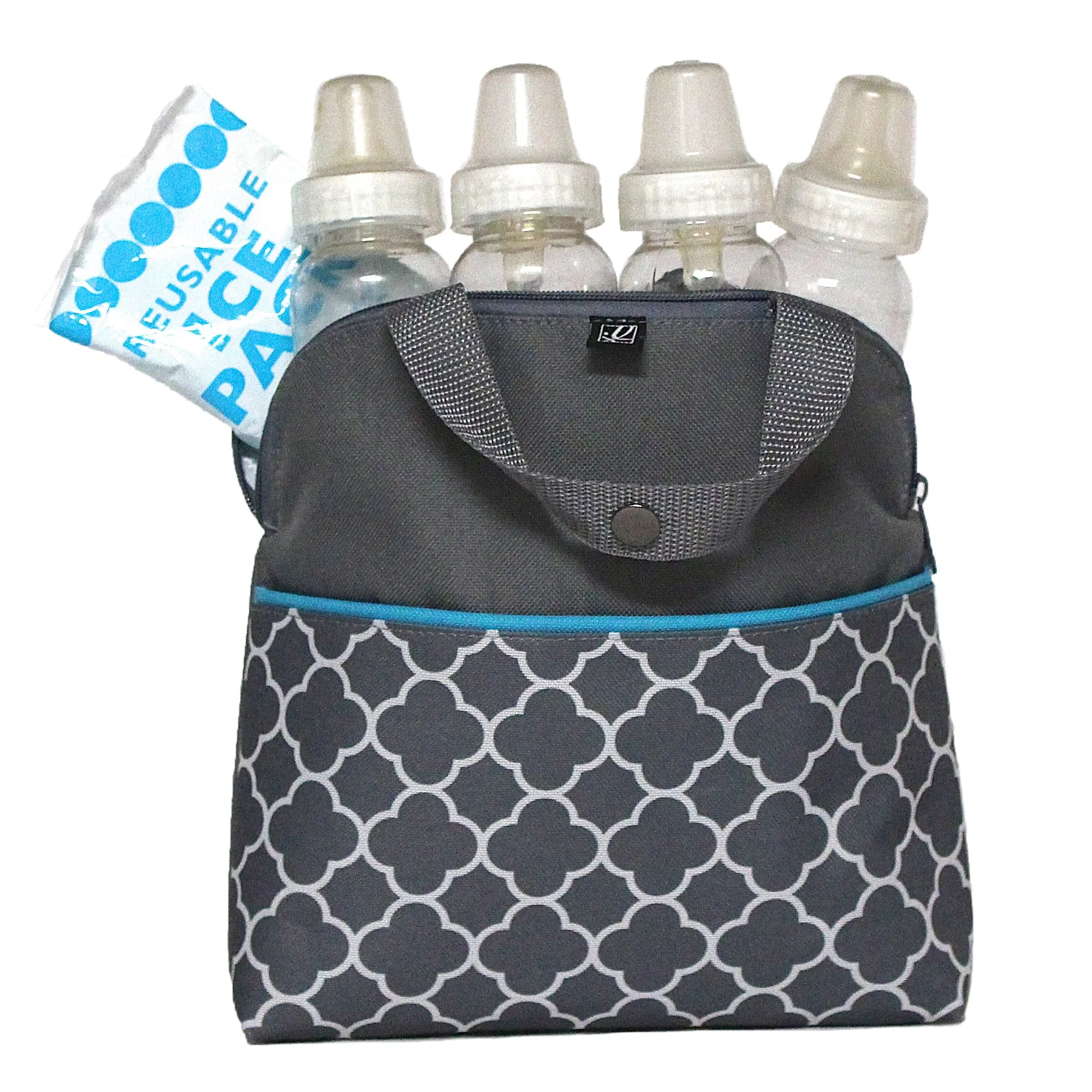 J.L Childress MaxiCOOL 4 Bottle Breastmilk Cooler, Baby Bottle and Baby Food Bag, Insulated and Leak Proof, Ice Pack Included