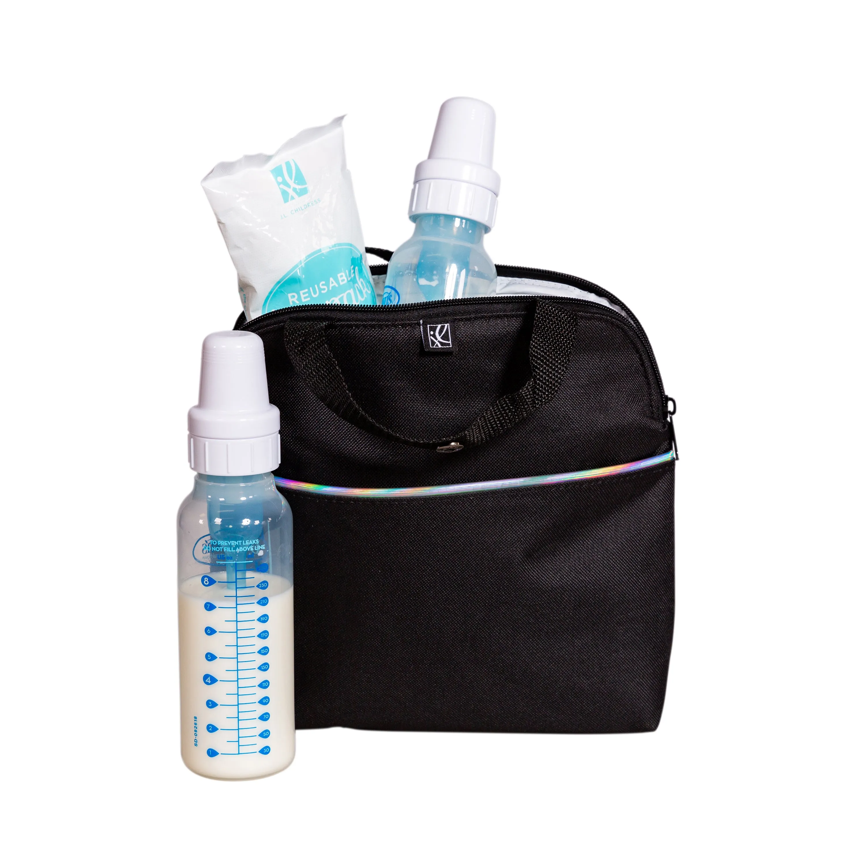 J.L Childress MaxiCOOL 4 Bottle Breastmilk Cooler, Baby Bottle and Baby Food Bag, Insulated and Leak Proof, Ice Pack Included
