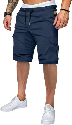 JMIERR Mens Casual Cargo Shorts - Cotton Drawstring Stretch Summer Beach Shorts Twill Chino Short with 6 Pockets