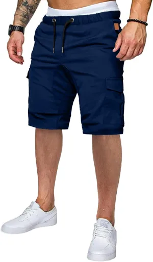 JMIERR Mens Casual Cargo Shorts - Cotton Drawstring Stretch Summer Beach Shorts Twill Chino Short with 6 Pockets
