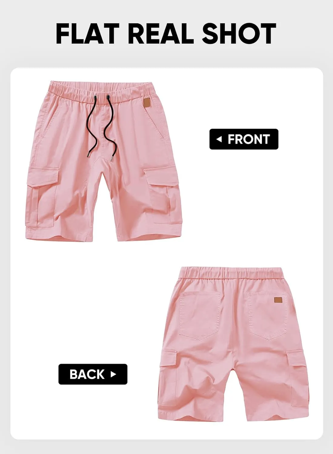 JMIERR Mens Casual Cargo Shorts - Cotton Drawstring Stretch Summer Beach Shorts Twill Chino Short with 6 Pockets