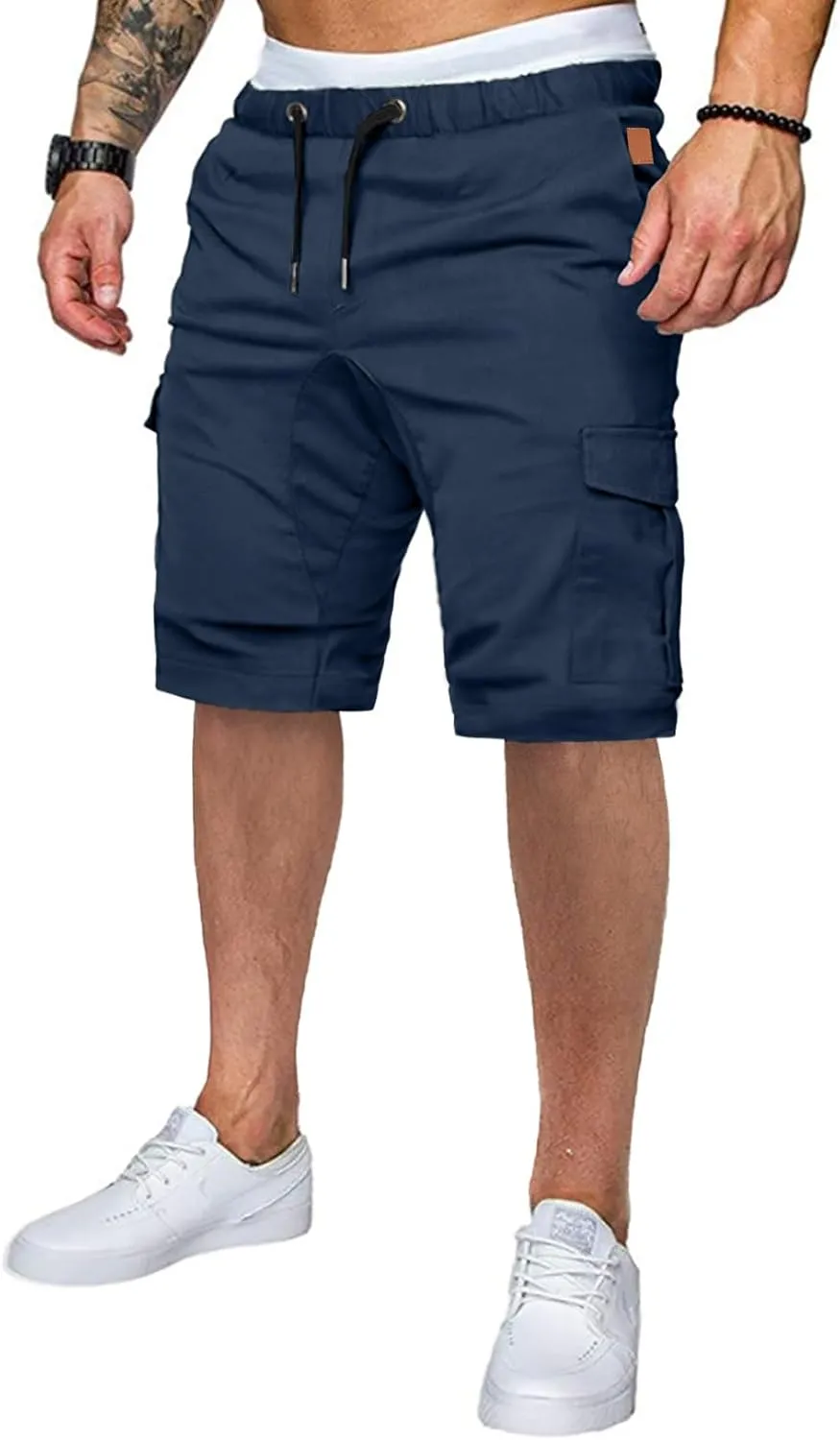 JMIERR Mens Casual Cargo Shorts - Cotton Drawstring Stretch Summer Beach Shorts Twill Chino Short with 6 Pockets