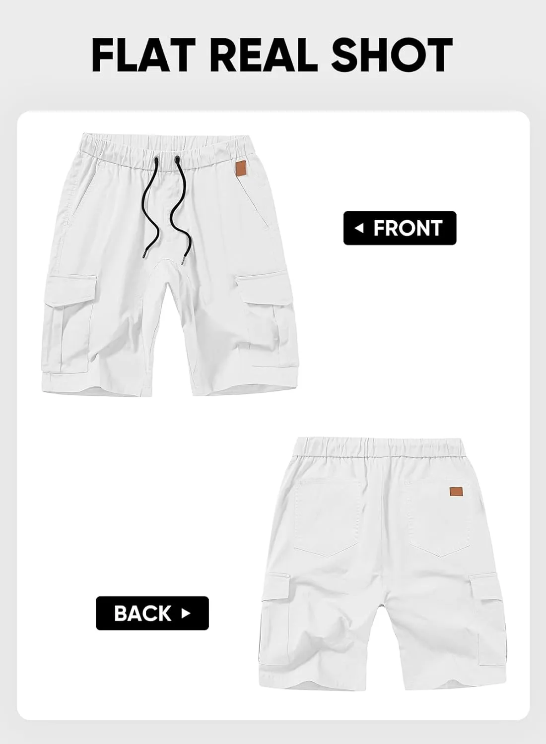 JMIERR Mens Casual Cargo Shorts - Cotton Drawstring Stretch Summer Beach Shorts Twill Chino Short with 6 Pockets
