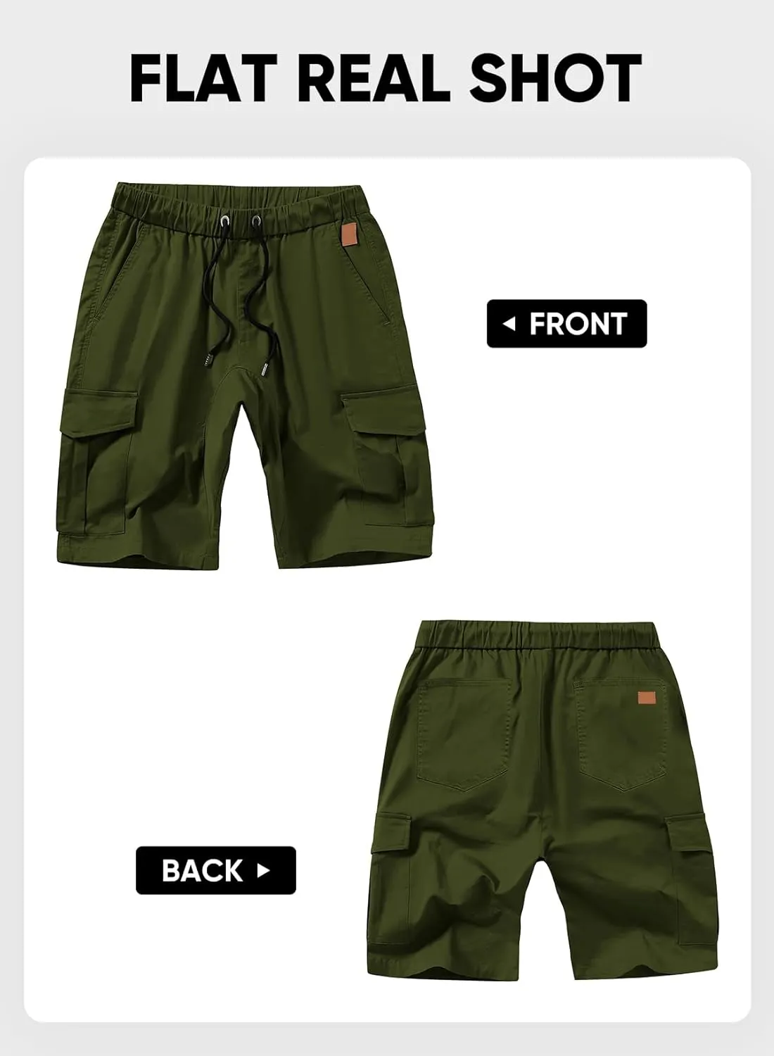 JMIERR Mens Casual Cargo Shorts - Cotton Drawstring Stretch Summer Beach Shorts Twill Chino Short with 6 Pockets