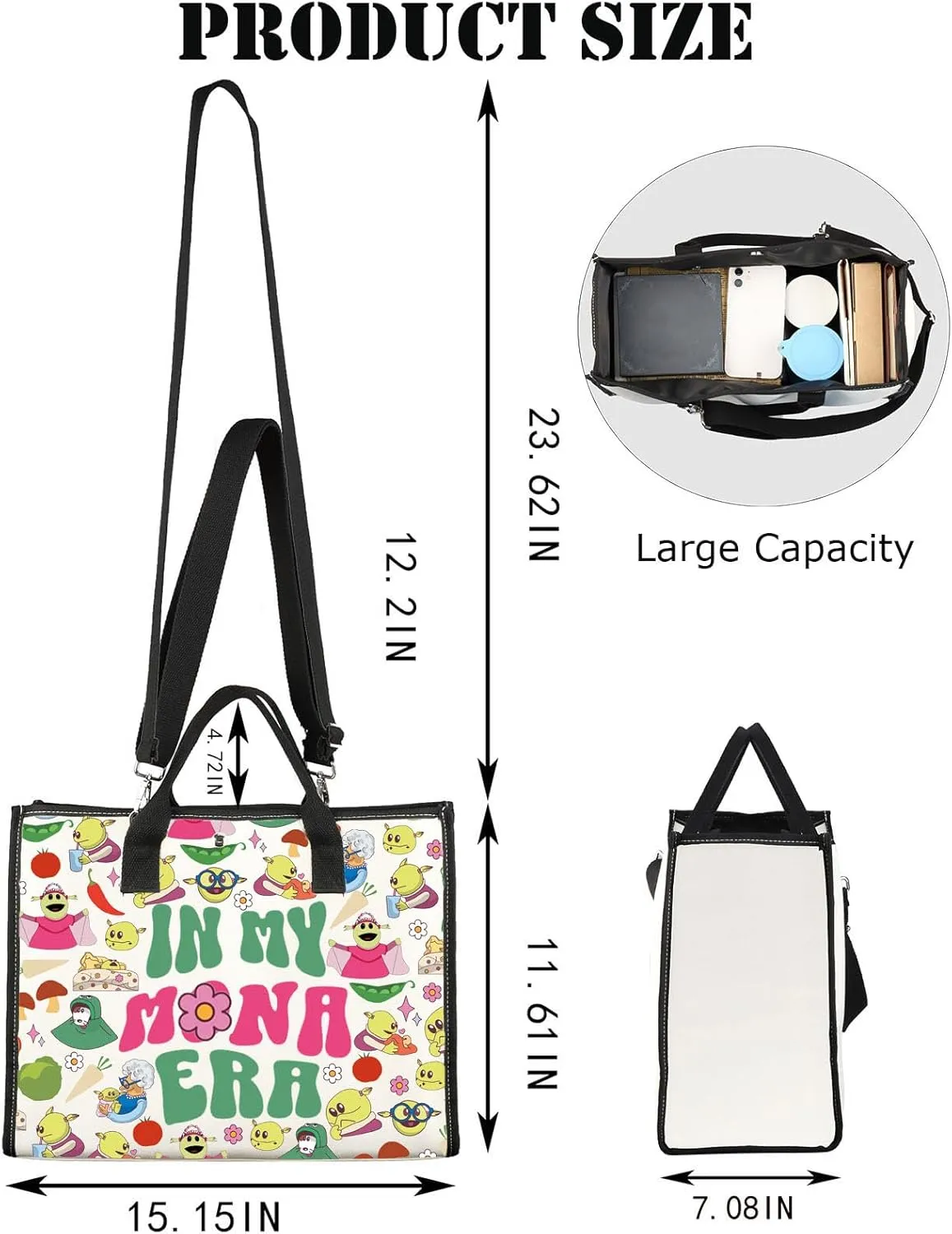 JNIAP Mona Tote Bag - Mona & Nana Gift Cartoon Gifts In My Era Gifts - Shoulder Bag