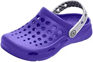 Joybees Kids Active Clog - Comfortable and Easy to Clean Slip-on Water Shoes for Girls and Boys - Violet/Silver - Children's Size 8/Children's Size 9