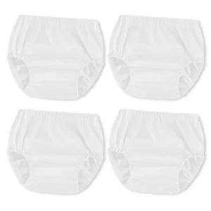Joyo roy 4 Pcs White Cloth Diaper Covers for Girls Waterproof Plastic Underwear for Toddlers Reusable Rubber Pants for Potty Training 3T Unisex Diaper Cover Soft Plastic Underwear for Potty Training