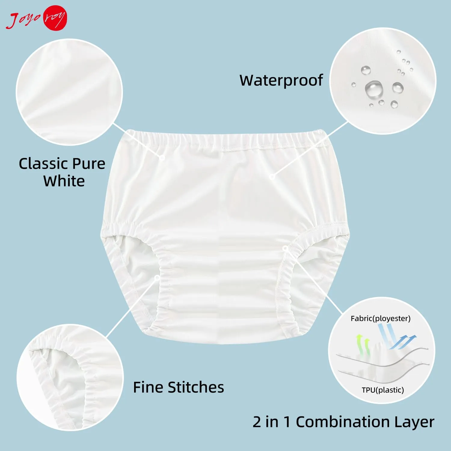 Joyo roy 4 Pcs White Cloth Diaper Covers for Girls Waterproof Plastic Underwear for Toddlers Reusable Rubber Pants for Potty Training 3T Unisex Diaper Cover Soft Plastic Underwear for Potty Training