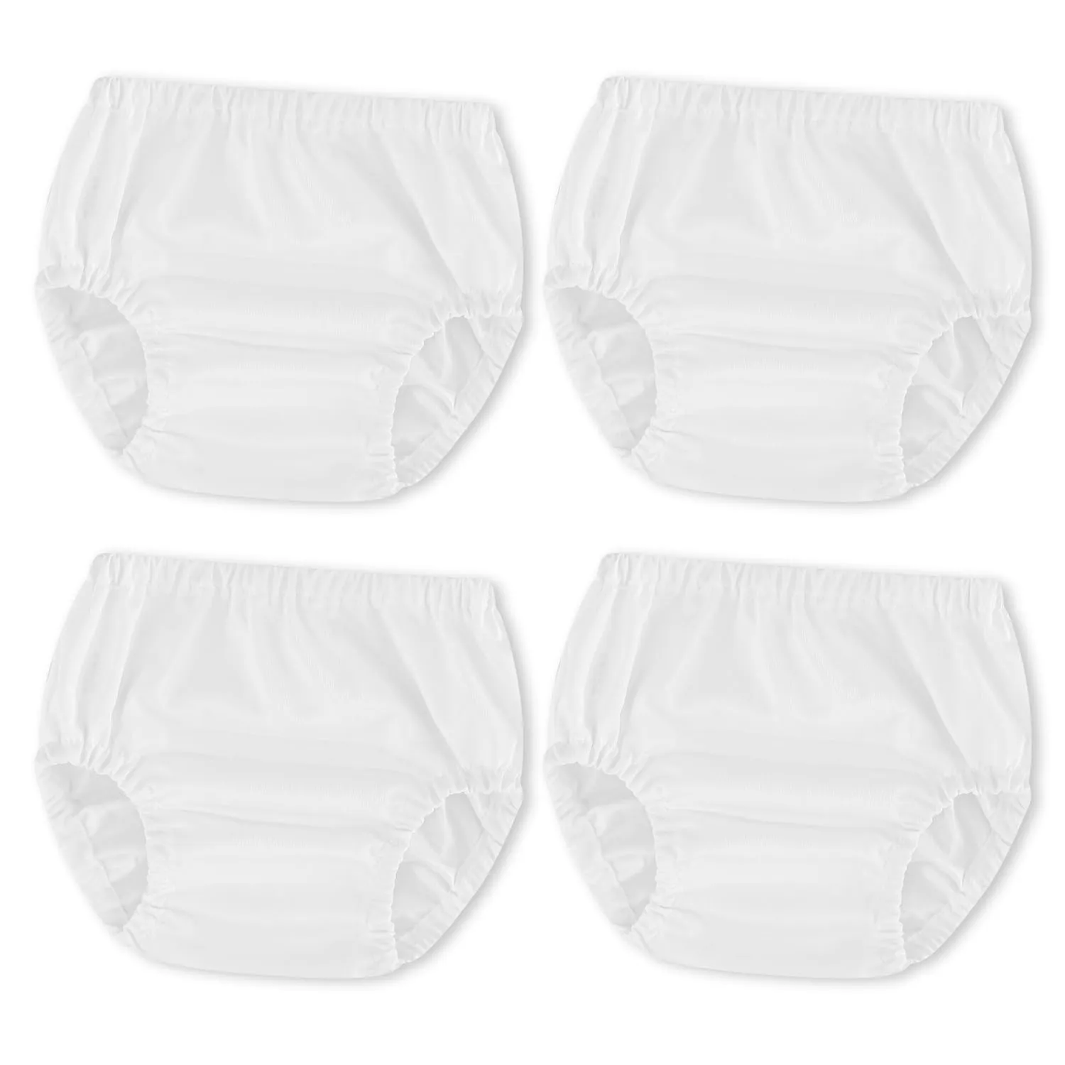 Joyo roy 4 Pcs White Cloth Diaper Covers for Girls Waterproof Plastic Underwear for Toddlers Reusable Rubber Pants for Potty Training 3T Unisex Diaper Cover Soft Plastic Underwear for Potty Training