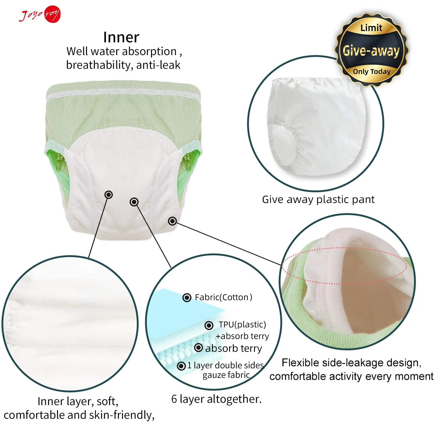 Joyo roy 5Pcs Potty Training Underwear for Boys Breathable 100% Cotton Toilet Training Pants 4T-5T Boys Absorbent Double Thigh Wings for Antileak Pee Pants with a Waterproof Cloth Diaper Cover
