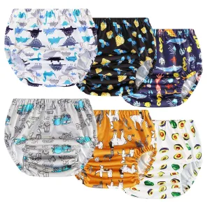 Joyo roy 6Pcs Cloth Diaper Cover Waterproof Plastic Training Pants for Toddlers Reusable Diaper Covers for Boys Leak Proof Rubber Underwear for Potty Training Plastic Underwear for Toddlers 4T