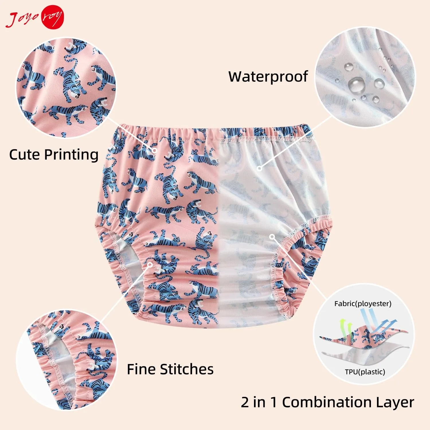 Joyo roy 6Pcs Waterproof Cloth Diaper Cover Reusable Plastic Training Pants for Toddlers Plastic Diaper Covers for Baby Girls Leak Proof Rubber Pants for Potty Training Covers for Cloth Diapers 6T