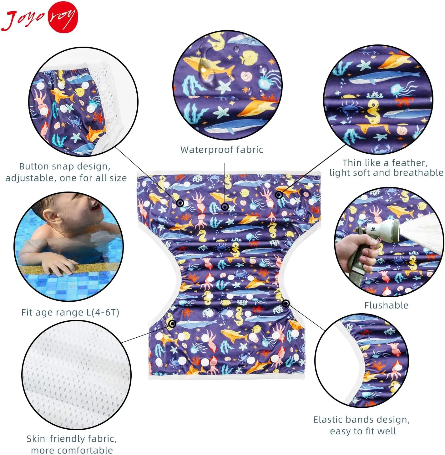 Joyo roy Swim Diapers Size 6 Infant Swim Diaper Reusable Swim Diapers Swimming Diapers Waterproof Diapers for Swimming Water Diaper Toddler Swim Diaper Swimmer Diapers Baby Swim Diaper Reusable 4-6t