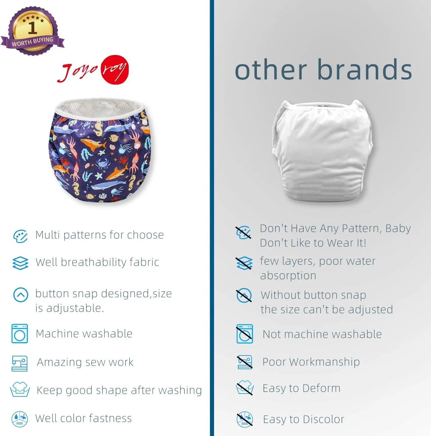 Joyo roy Swim Diapers Size 6 Infant Swim Diaper Reusable Swim Diapers Swimming Diapers Waterproof Diapers for Swimming Water Diaper Toddler Swim Diaper Swimmer Diapers Baby Swim Diaper Reusable 4-6t