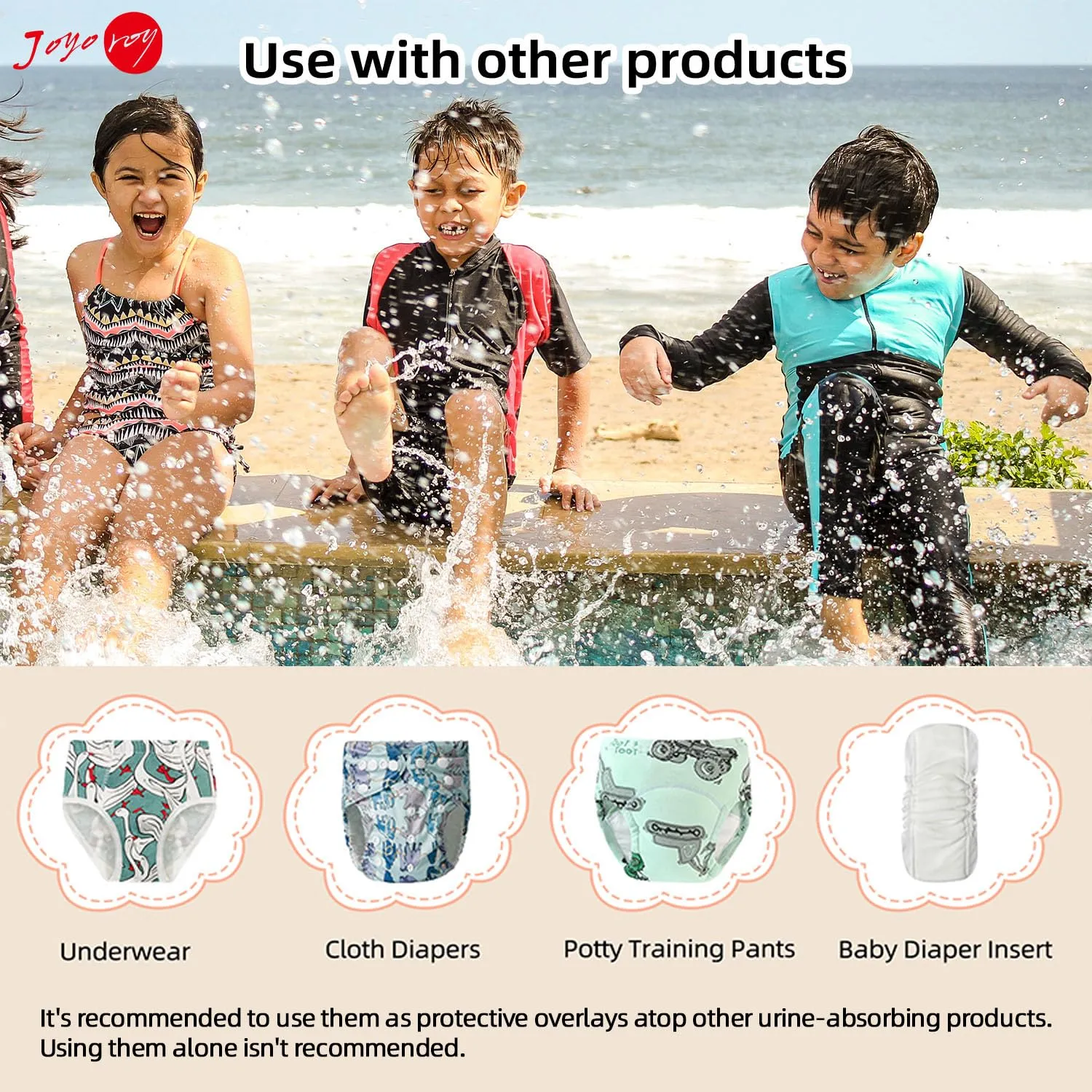 Joyo roy White Diaper Covers For Girls Rubber Pants for Toddlers Diaper Covers for Boys 4Pcs Plastic Training Pants for Toddlers Waterproof Plastic Underwear for Potty Training Boys and Girls 6T
