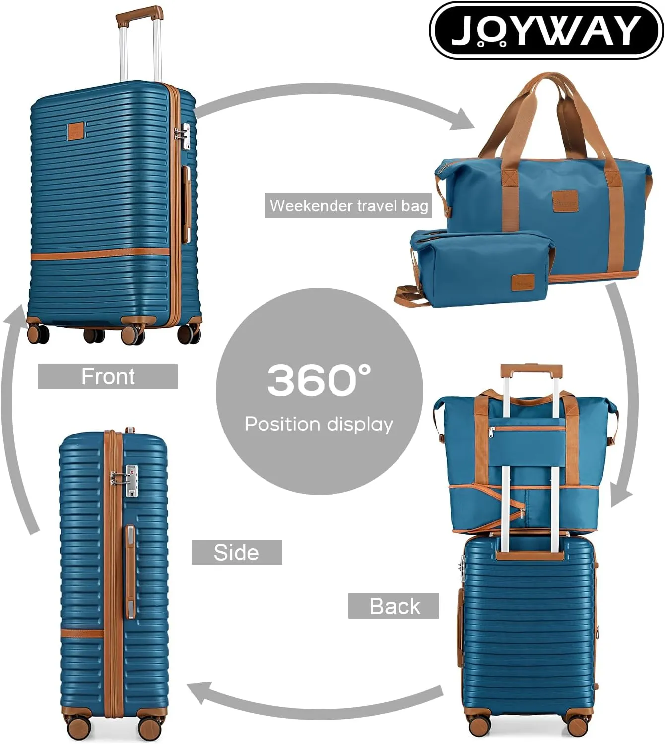 Joyway 28 Inch Luggage with Spinner Wheels, Lightweight Hard Shell Large suitcase, 3 Piece Luggage Sets with TSA Lock, Blue