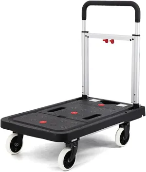 JSEIAJB Folding Flatbed Cart, Four-Wheeled Pull Cargo, Portable Trolley Truck with 330 Lbs Weight Capacity(D)