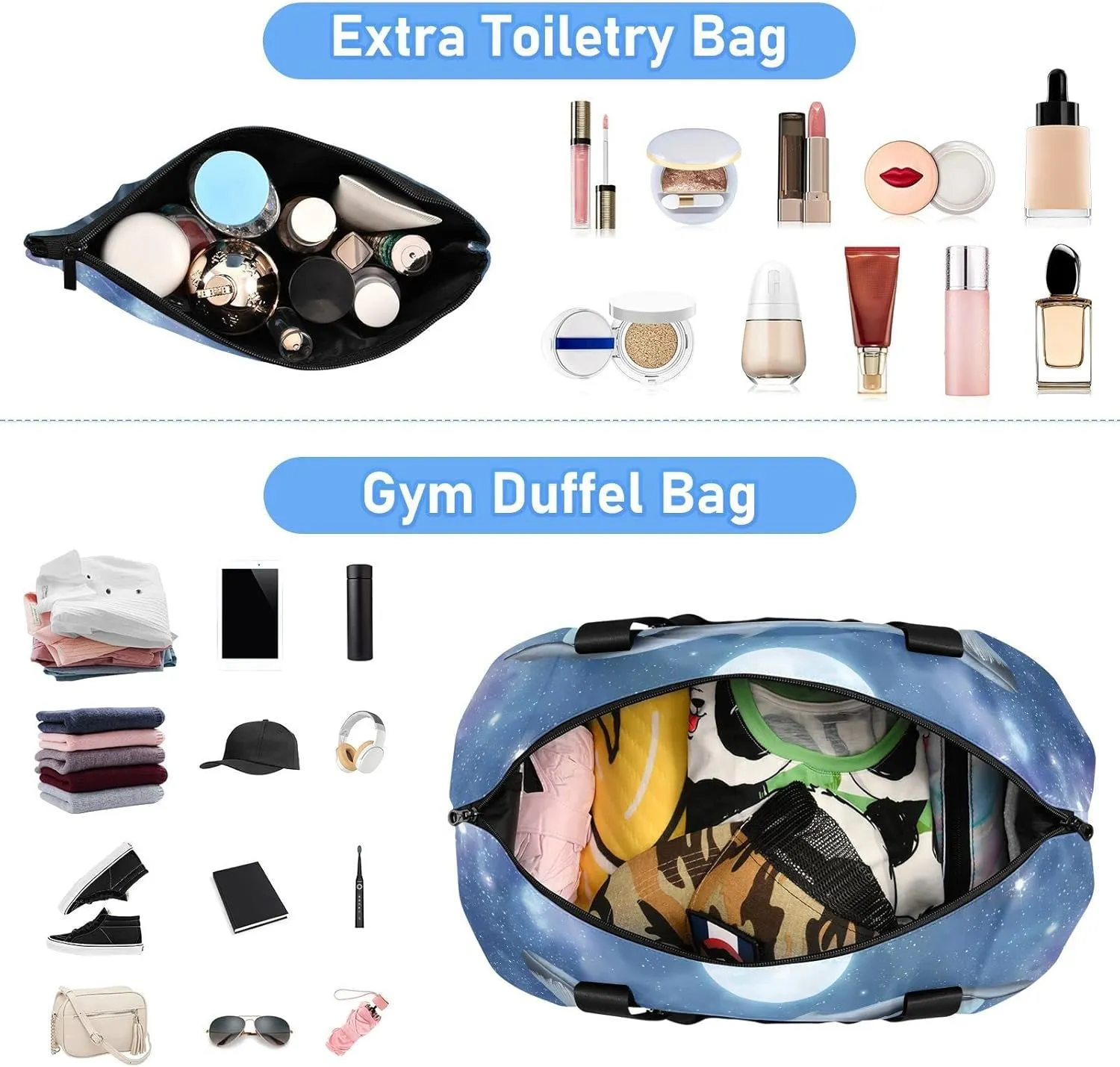 JSTEL Sport Tote Bag for Women,Gym Bag Pattern Duffle Bag with Shoe Compartment and Wet Pocket,Ladies Beach Bag Overnight Bag