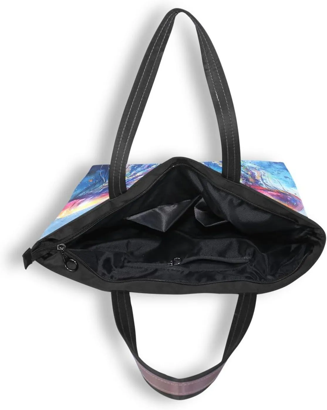 JSTEL Tote Bag for Women with Zipper,Polyester Tote Purse Holiday Tote Bag Work Handbag Women Gift
