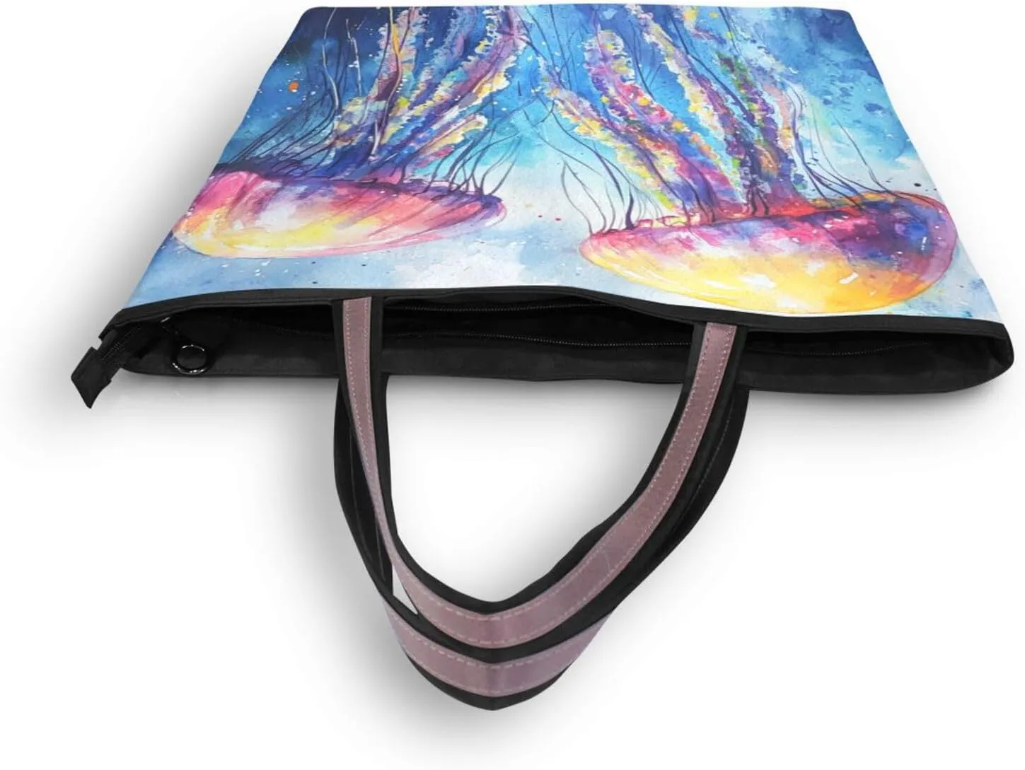 JSTEL Tote Bag for Women with Zipper,Polyester Tote Purse Holiday Tote Bag Work Handbag Women Gift