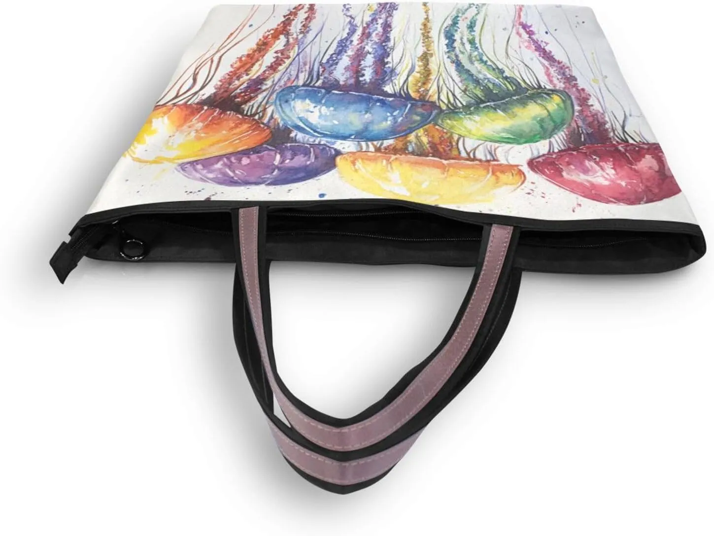 JSTEL Tote Bag for Women with Zipper,Polyester Tote Purse Holiday Tote Bag Work Handbag Women Gift