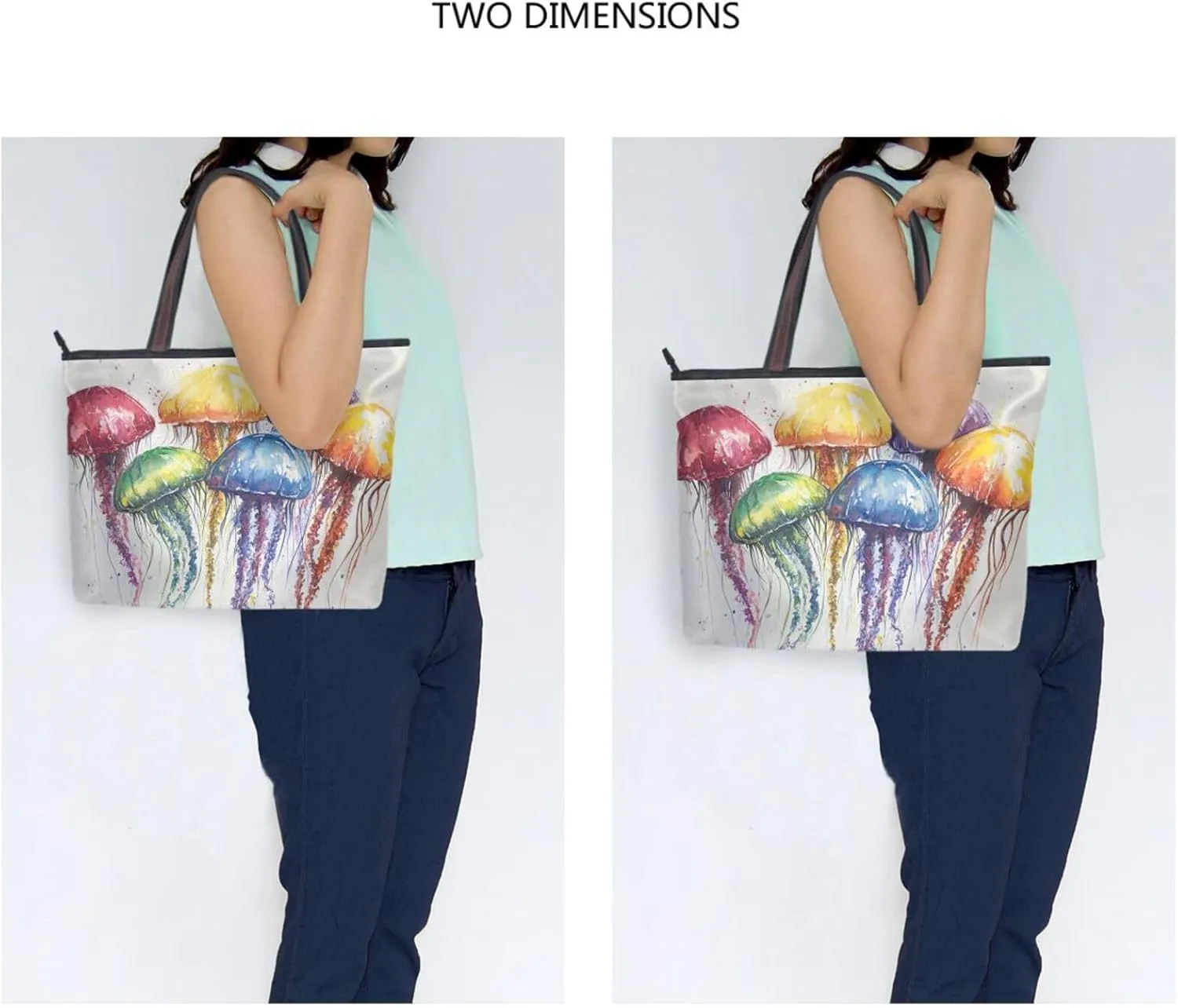 JSTEL Tote Bag for Women with Zipper,Polyester Tote Purse Holiday Tote Bag Work Handbag Women Gift